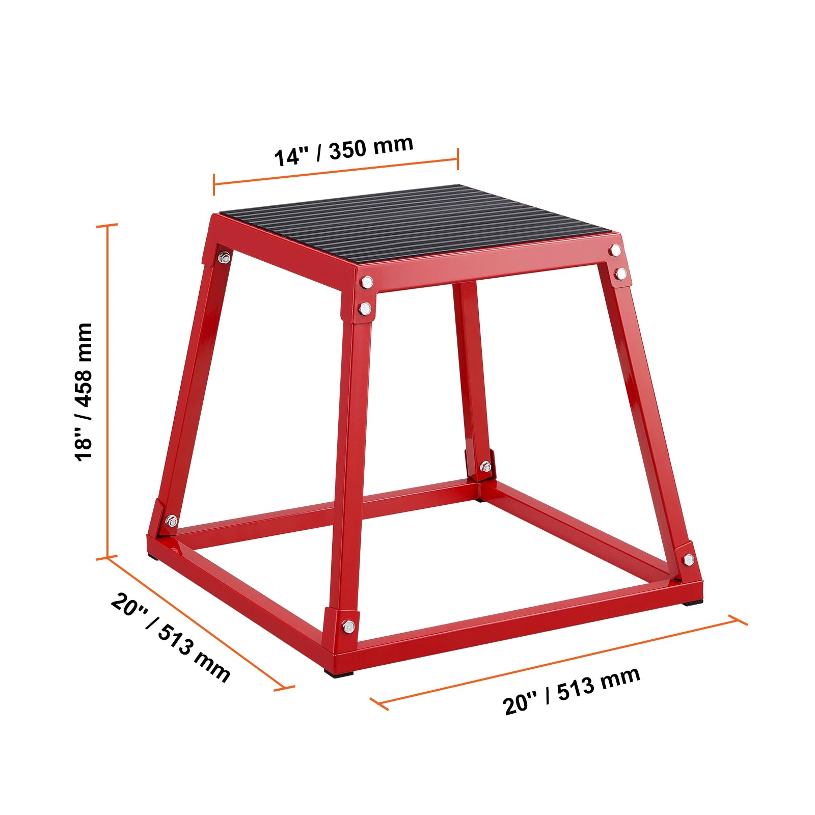 Caixa de salto plyométrica metálica SucceBuy 12/18 polegadas, antiderrapante, degrau para prática em casa, treino de agilidade e força, Crimson