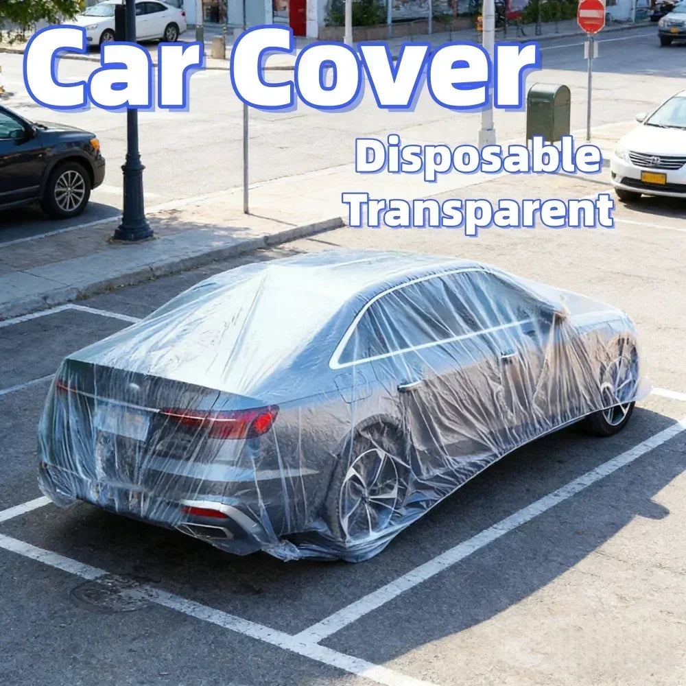 Genomskinligt engångsbilöverdrag, väderskydd för hela bilen, dammtåligt, enkelt och bekvämt att använda