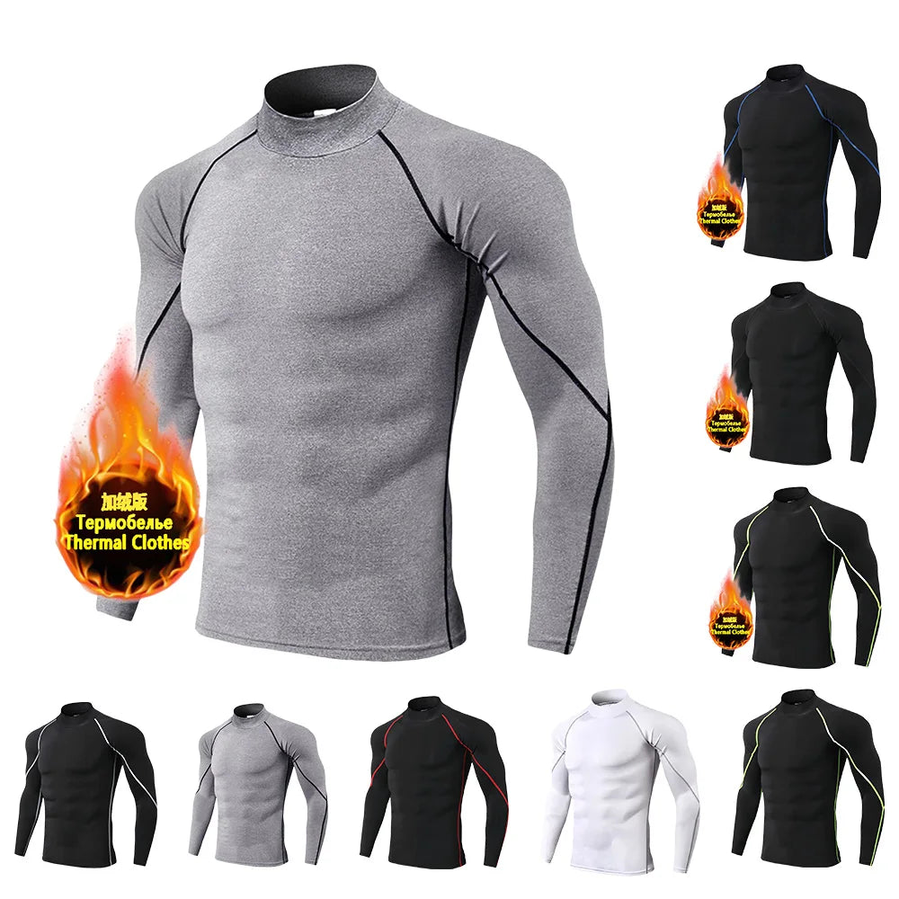 Winter Man Compression Shirt Cycling Clothing Warmth Shirt Warm Bottoming Shirt Men Compression T-Shirt Gym Sportswear 2024 New 