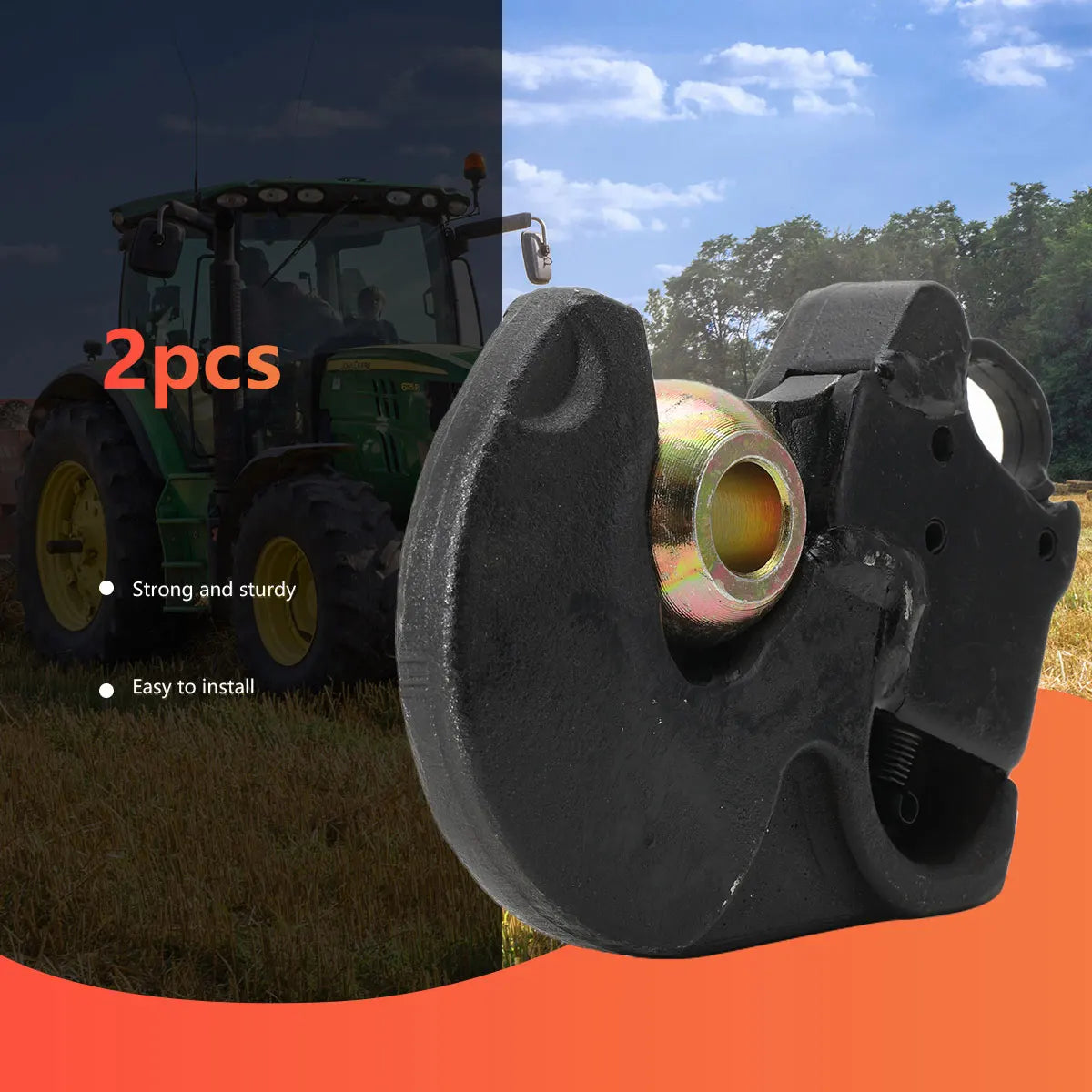 2-Pack CAT II Lower Link Quick Hitch Hooks with Balls for 60-120 HP Tractor 36MnCr5 Steel 8.1 Kg Heavy-Duty Hitching System 2-Pack CAT II Lower Link Quick Hitch Hooks with Balls – 60–120 HP Tractor 36MnCr5 Steel 8.1 kg