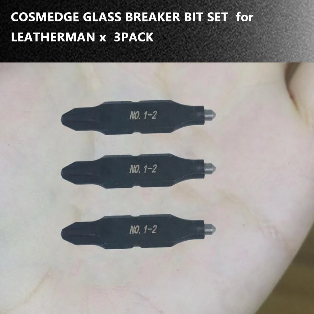 Glass Breaker Bit Set,Tungsten Carbide Window Breaking Tip + #1 & #2 Phillips，3 Pack