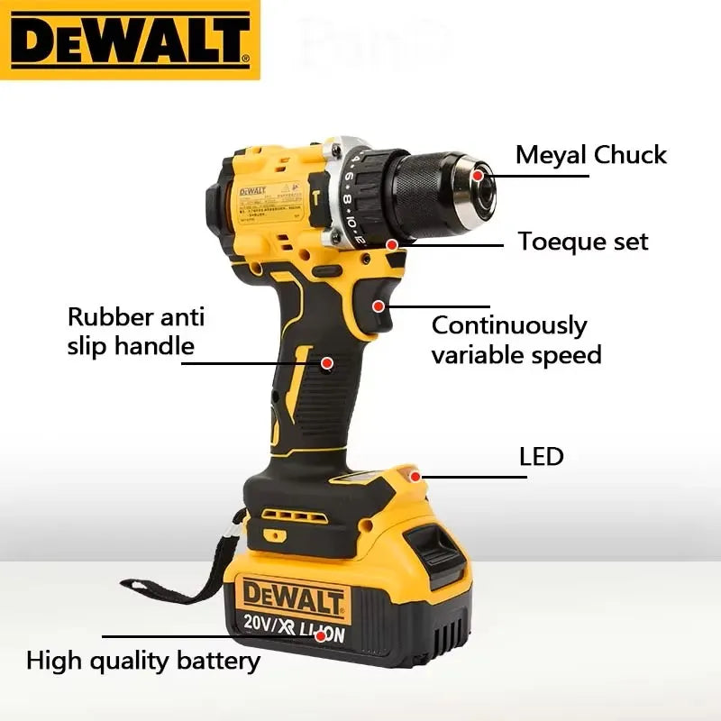 DEWALT Lithium Battery 20V Rechargeable Brushless Compact Electric Screwdriver Hand Drill Impact Drill DCD805 