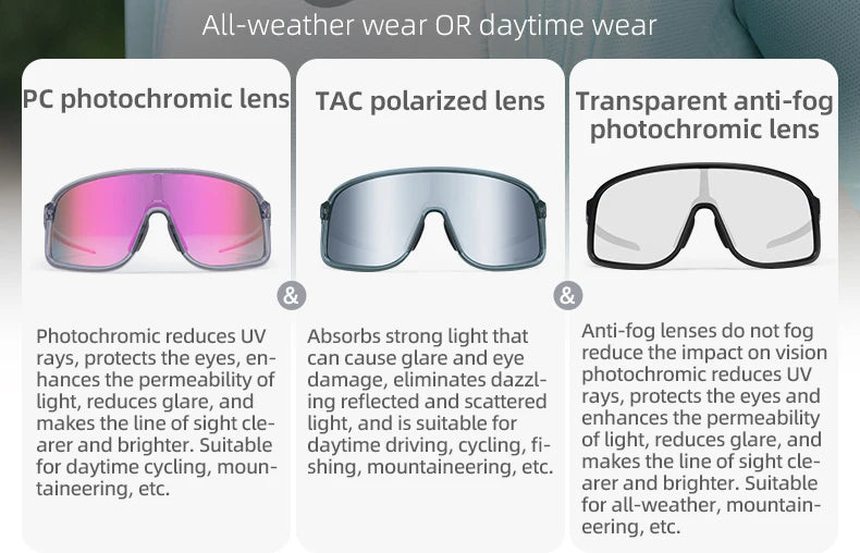 Photochromic MTB Cycling Glasses with UV400 Protection