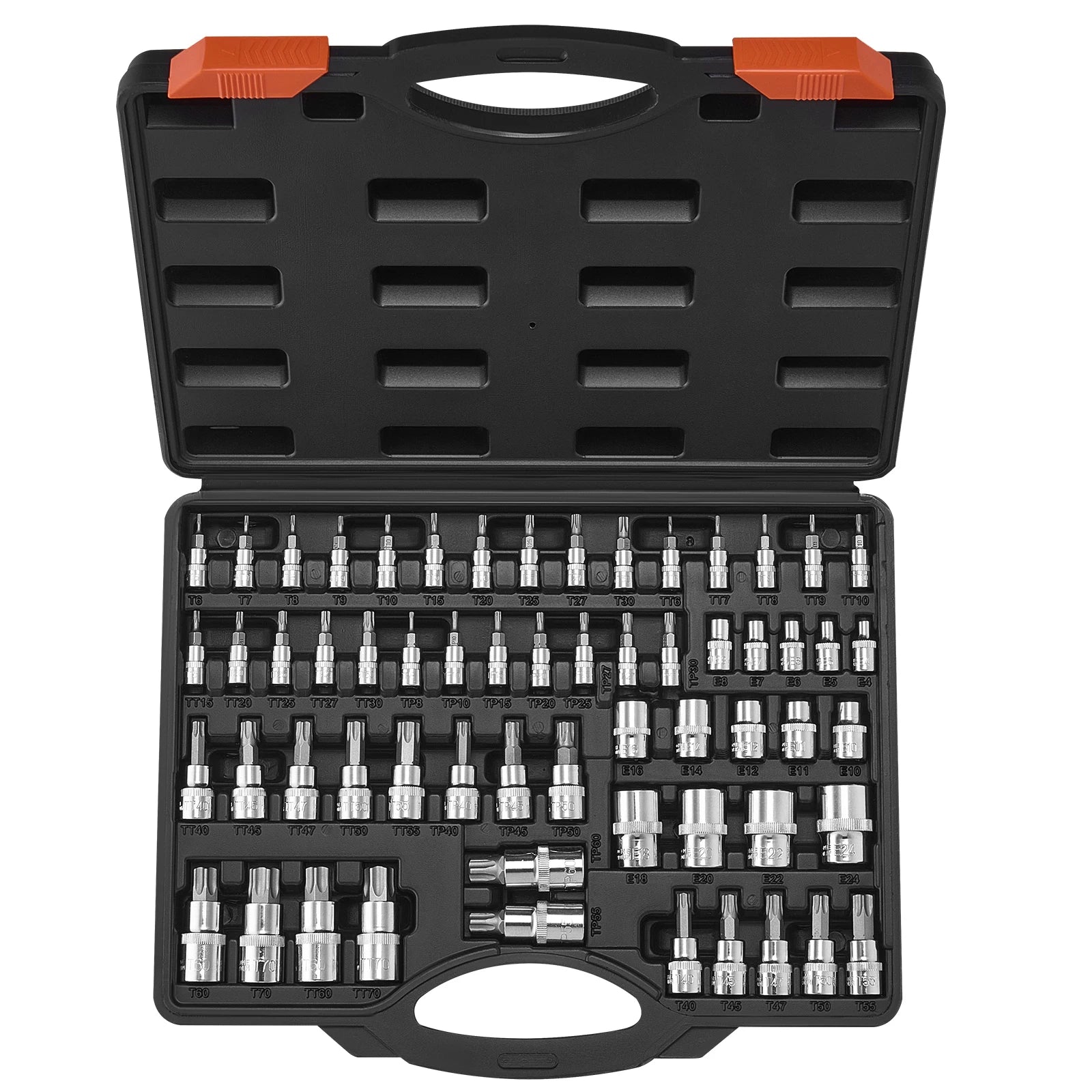 Conjunto de Pentalobos Torx SucceBuy: Soquete Torx Externo e Soquete com 60 peças T6-T70 TT6-TT70 TP8-TP60 E4-E24, aço liga S2 e aço Cr-V