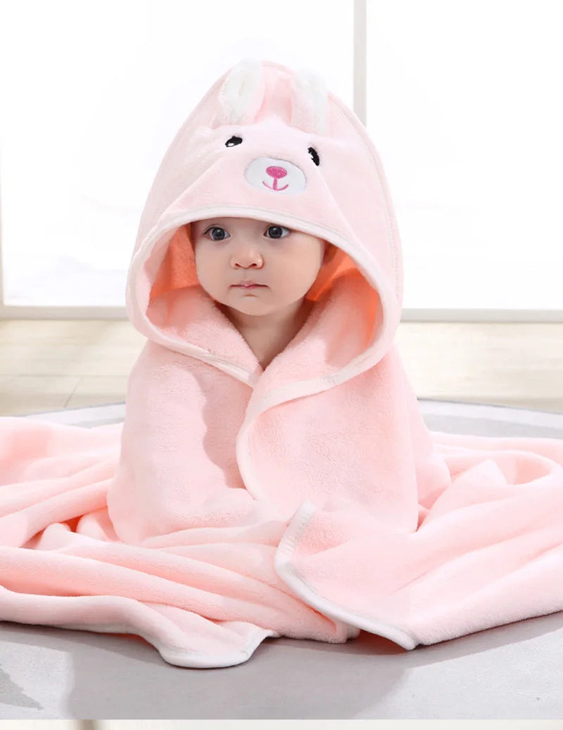 Soft Cartoon Animal Baby Hooded Towel
