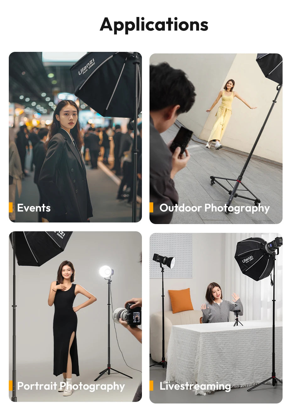 Ulanzi AT-05 2M Heavy Duty Light Stand Foldable Tripod with 1/4" Universal Mount for Photography Video Lights Cameras Livestream 