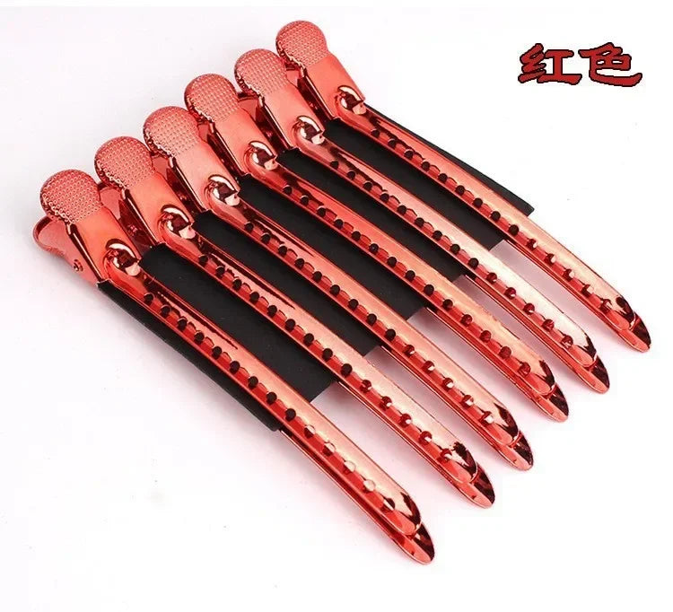 12 pinces crocodile en acier pour cheveux, 9.5 cm