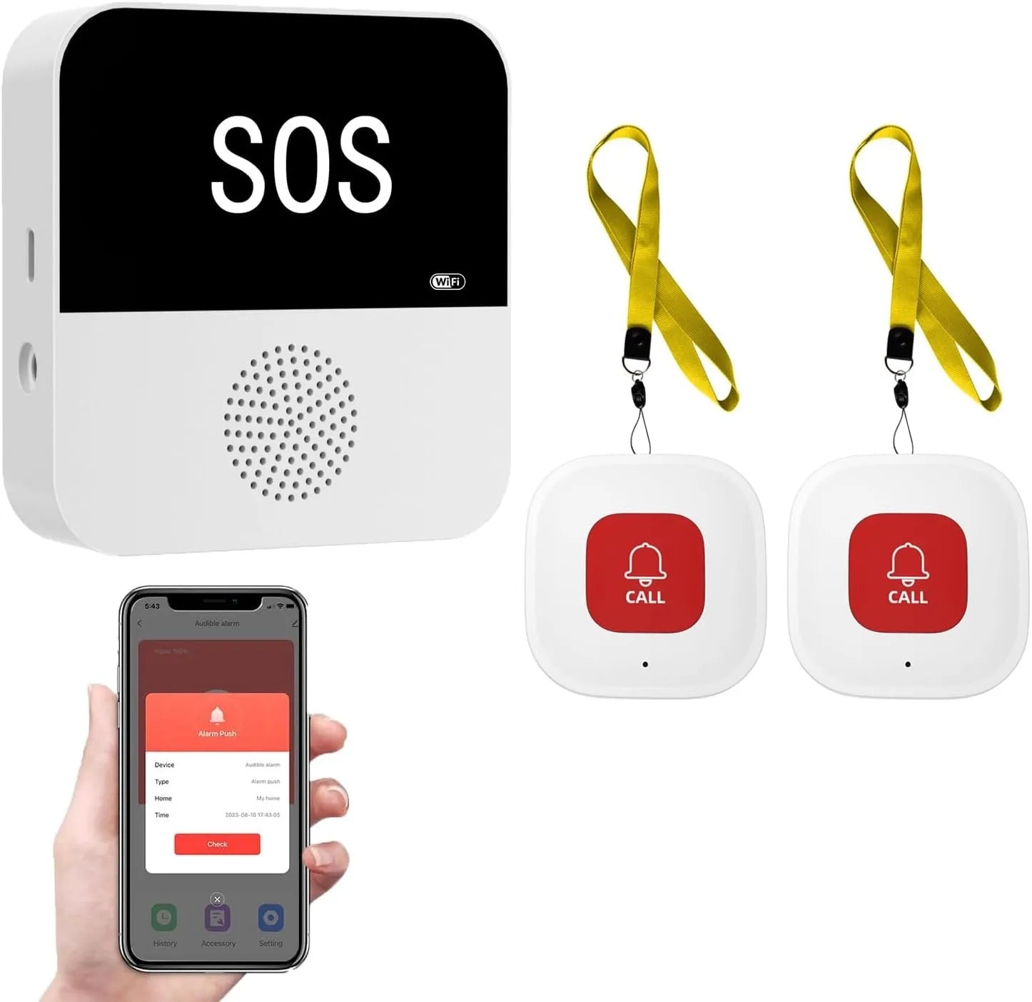 Wireless WiFi Elderly Caregiver Pager SOS Call Button Emergency SOS Medical Alert System for Seniors Patients Elderly At Home 