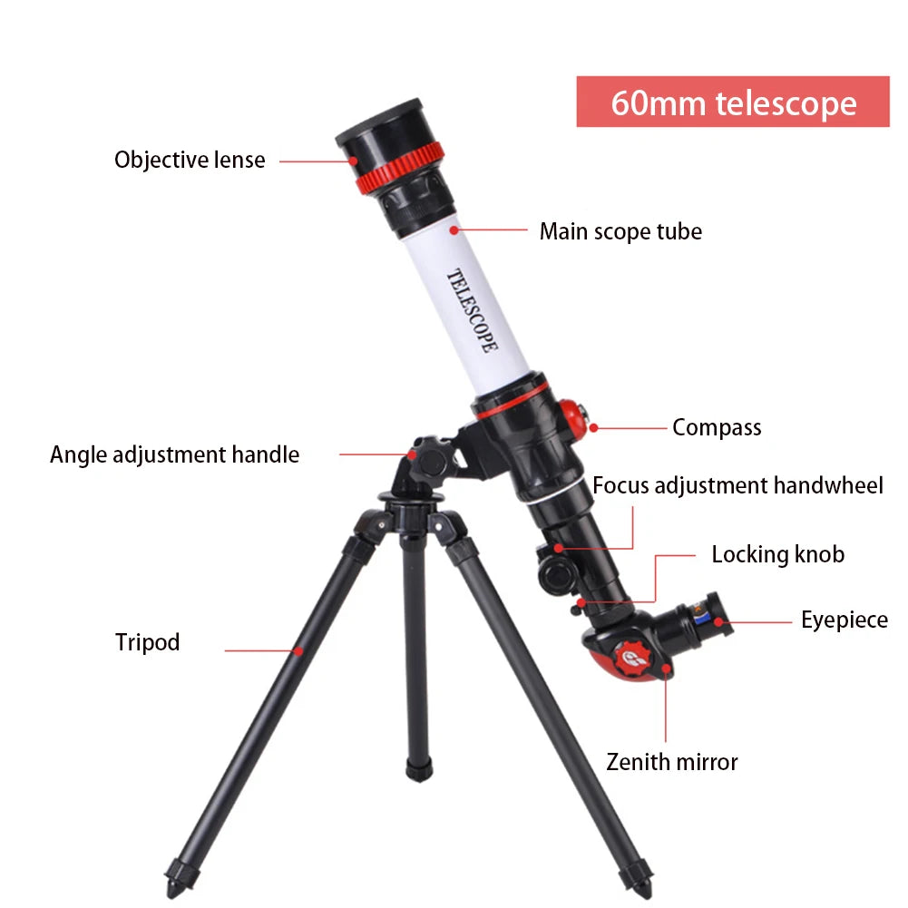 0|Professional Astronomical Telescope 20X 30X 40X Powerful Monocular Portable HD Moon Space Planet Observation Gifts for Children