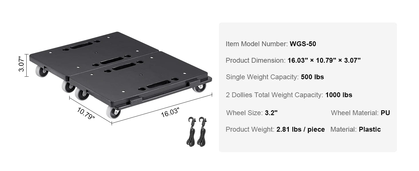 2 Pack Furniture Dolly Movers 500 lbs Each with Wheels