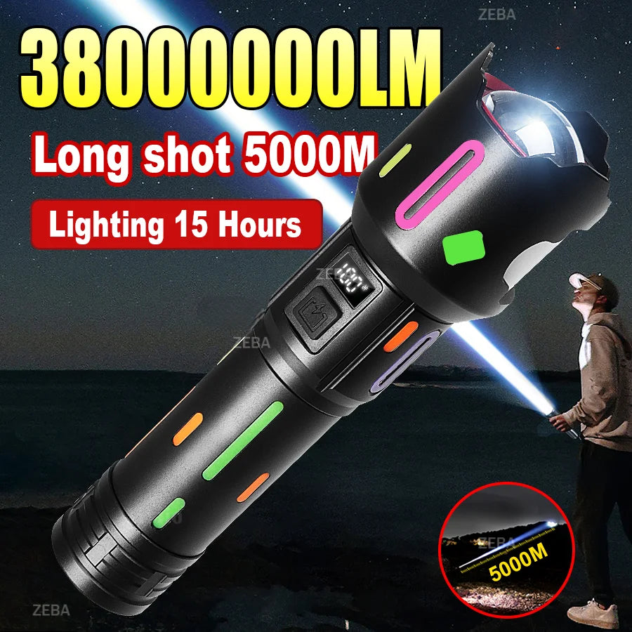 Oppladbar Zoom-lommelykt med batteriindikator