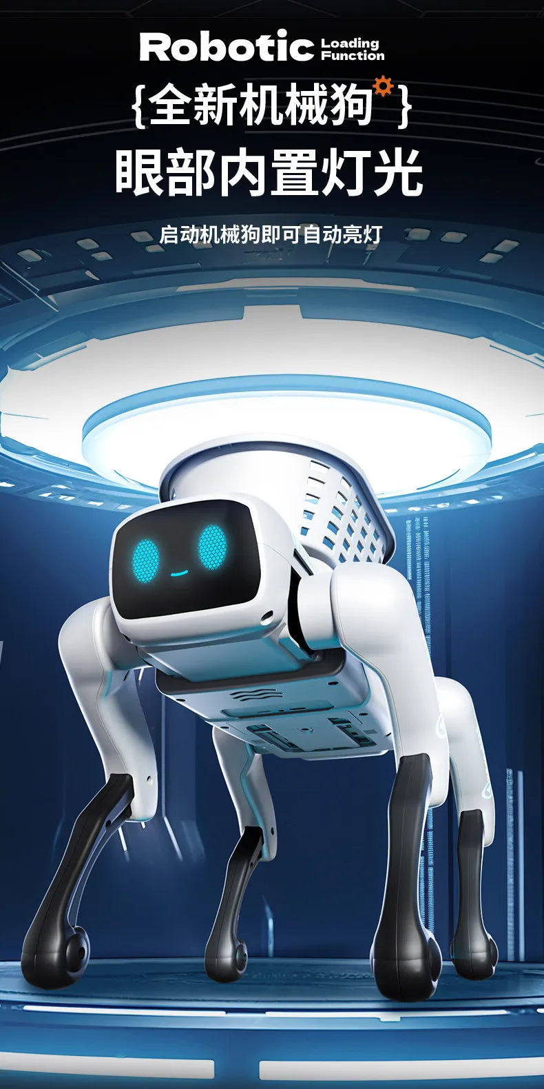 Chien robot intelligent AI télécommandé avec bac de chargement