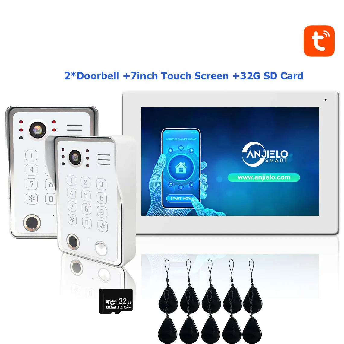 Fingerprint 5in1 Unlock Wifi Doorbell Video Intercom System For Home Doorphone Tuya Smart 1080P Touch Monitor Security Protect 