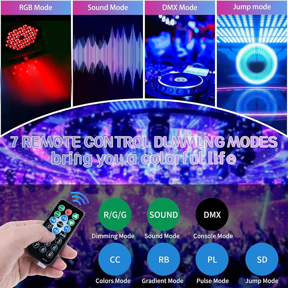 4er-Set 36-LED RGB 3-in-1 DMX512 Stage Par Lights