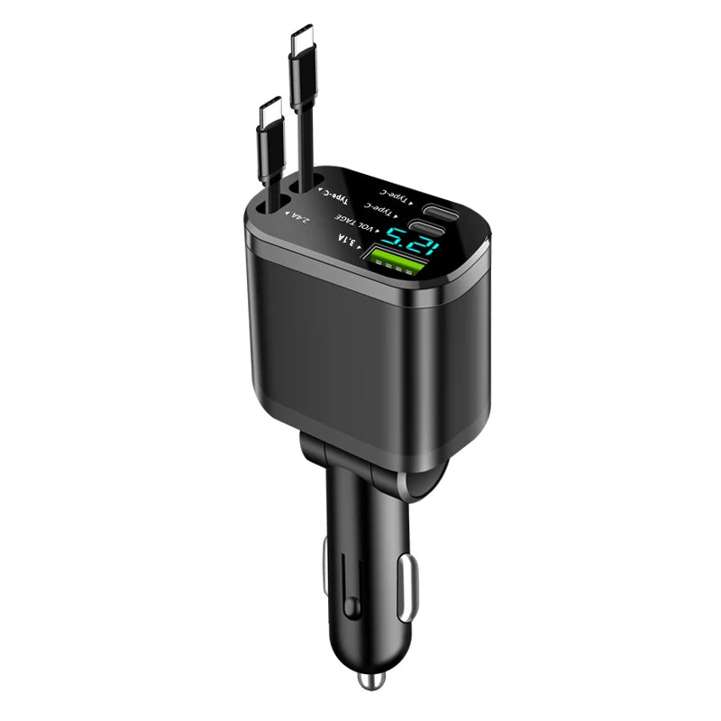 Car Charger with Retractable Cable
