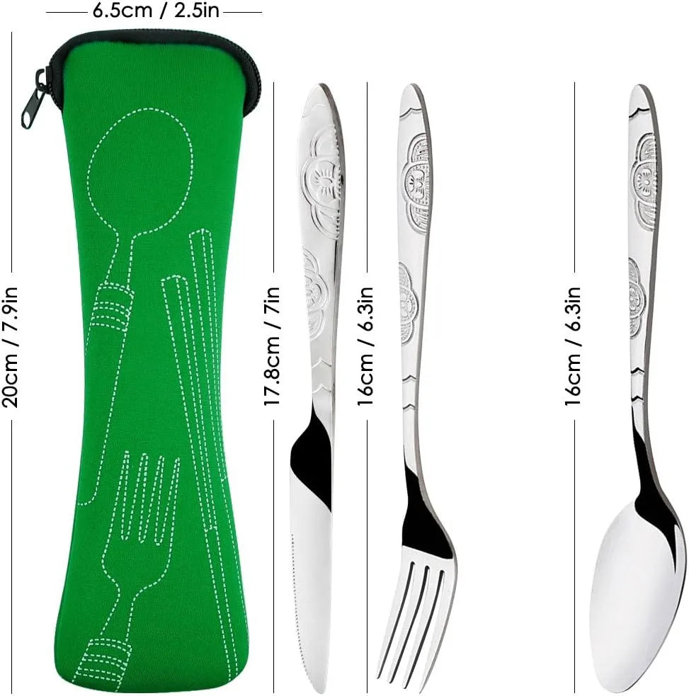 Picnic Set Tableware Washable with Zipper Travel Cutlery Kit Case Portable Pouch for Dinner Household Tool Travel Camping Spoon 