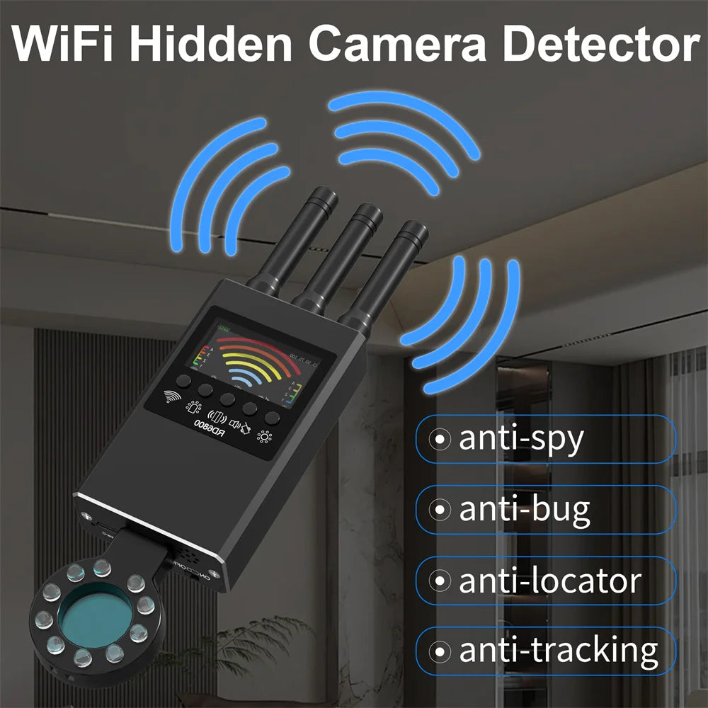 RD6800 Anti-Spy Hidden Camera Detector Multi-function GSM Audio Bug Finder GPS Tracker Lens Wireless RF Signal Detect Scanner