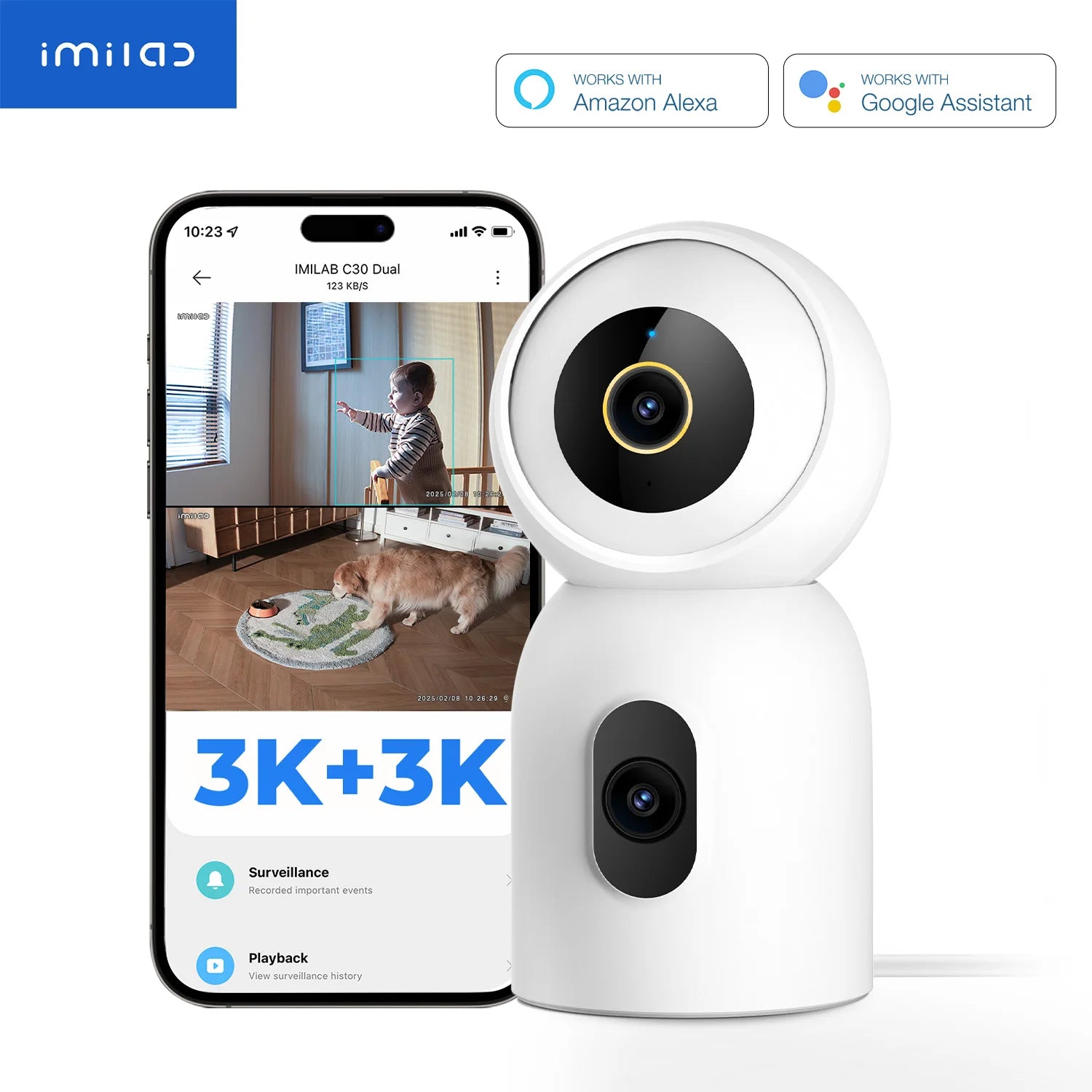 IMILAB C30 Dual 3K Baby Monitor with AI Tracking and Color Night Vision
