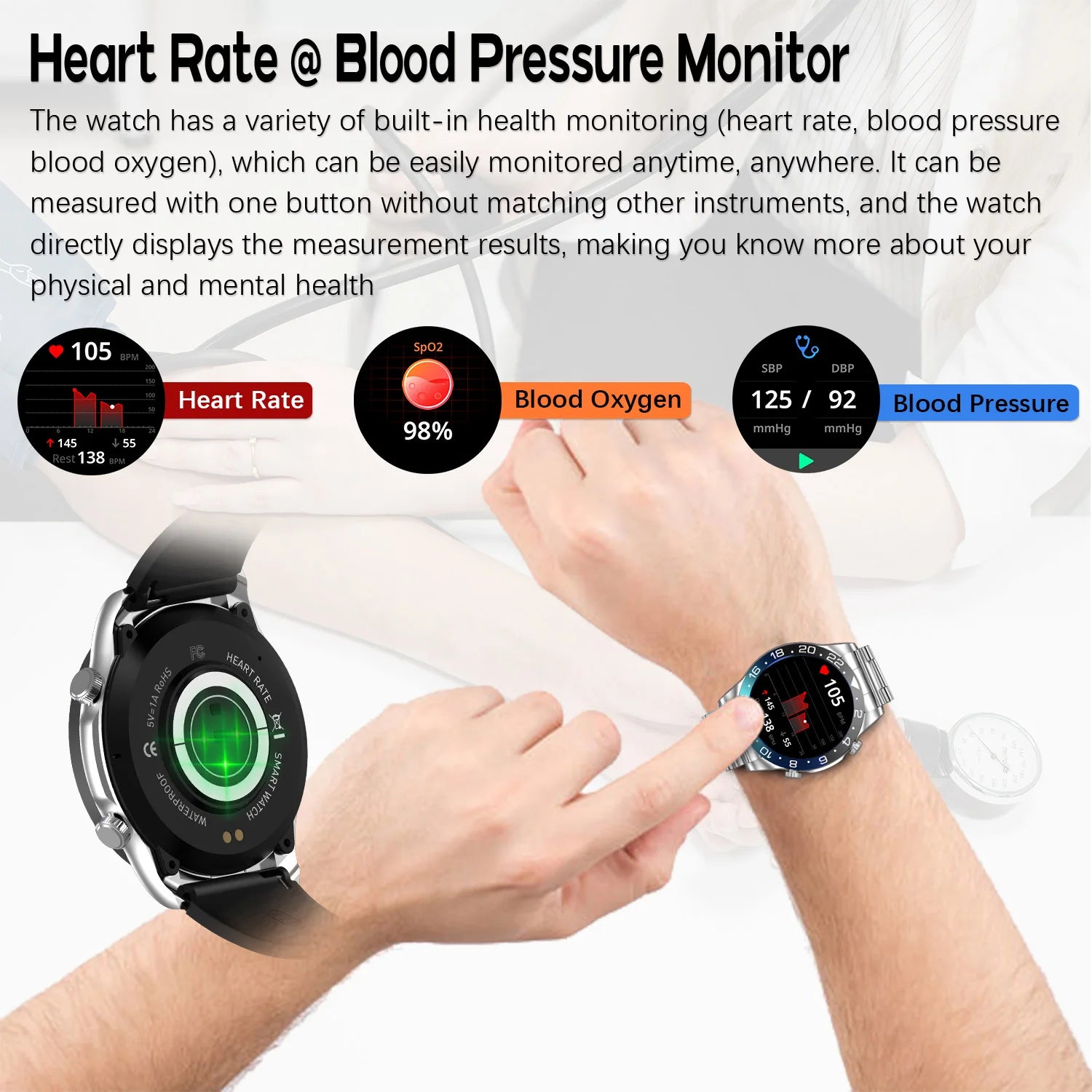 Men’s Smartwatch with AMOLED Display, Bluetooth Call & Fitness Tracking