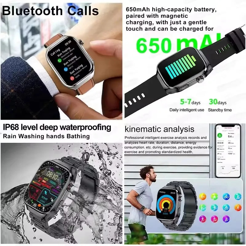 2025New Micro Physical Examination Smart Watch For Men Uric Acid Body Fat Five Organ Health Watches Bluetooth Call SmartBracelet 