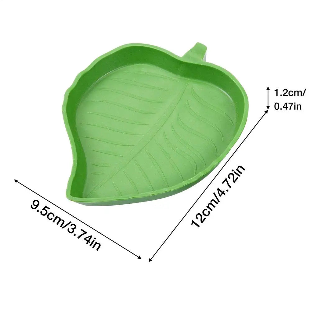 Leaf-Shaped Reptile Food or Water Dish, Small or Large