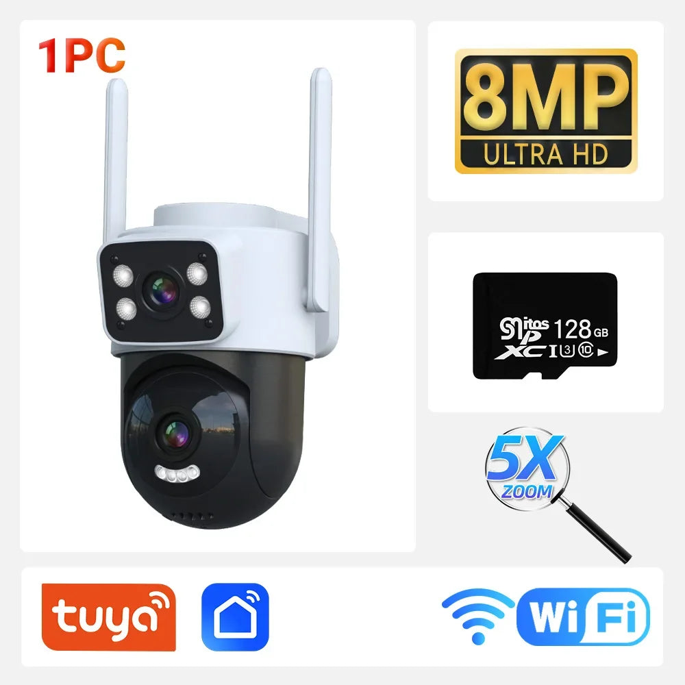 Caméra de sécurité PTZ à double objectif 10MP avec suivi automatique et vision nocturne