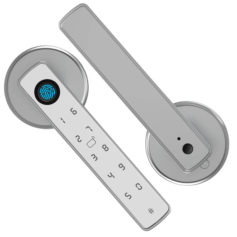 Fechadura de Porta Inteligente com Impressão Digital e Puxador 5 em 1, Entrada Sem Chave