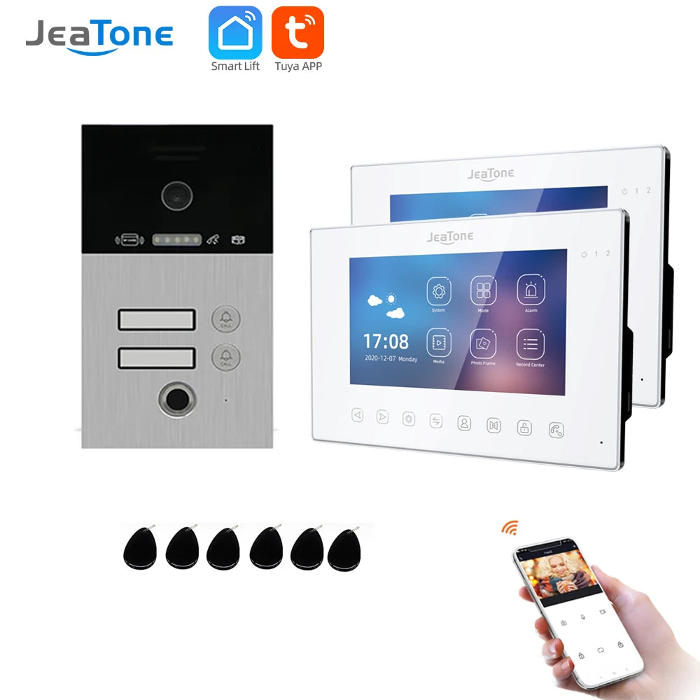 Jeatone 1080P 7Inch Monitor Screen Tuya WiFi Fingerprint Video Intercom Home Door Phone Camera with ID Cards Unlock Spy-shop.com