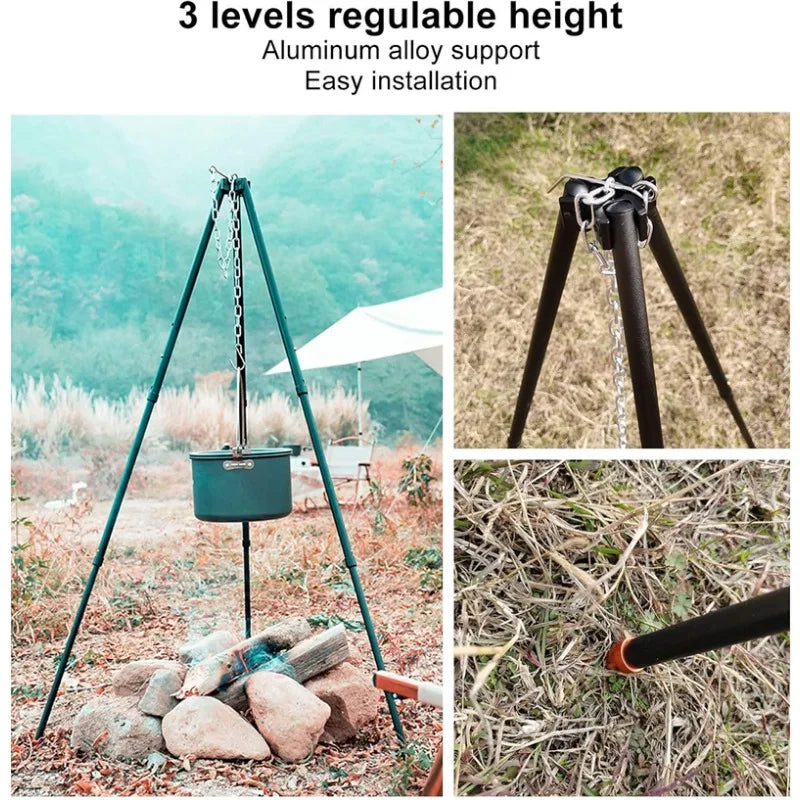 Camping Cooking Tripod with Hanging Chain