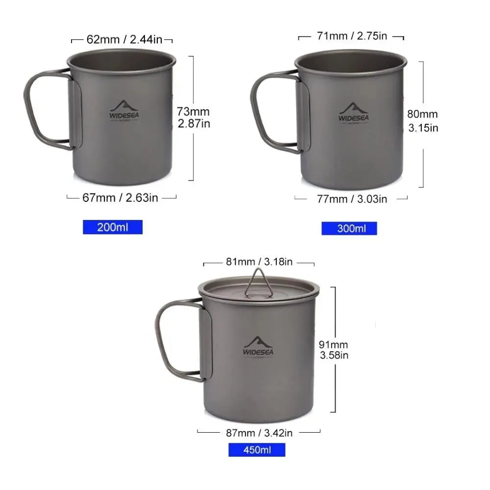 Titanium Cup with Lid Foldable Camping Coffee Mug