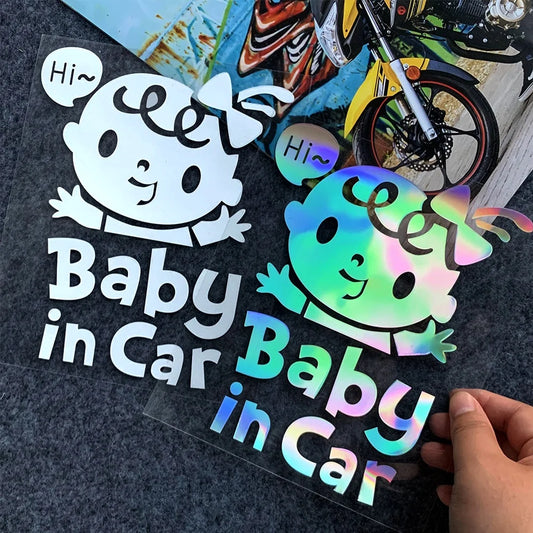 Baby in Car Baby on Board Motorcycle Car Styling moto bike Reflective Sticker Decal Waterproof 18cm Height