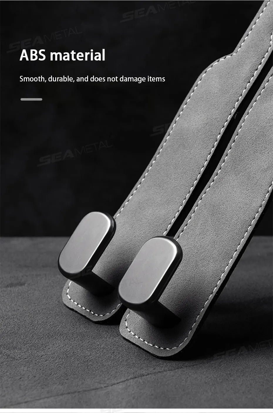 SEAMETAL Car Seat Back Hook Luxury Suede Headrest Hanging Hook 20KG Load-Bearing Universal Backseat Storage Hook for Purse Bag
