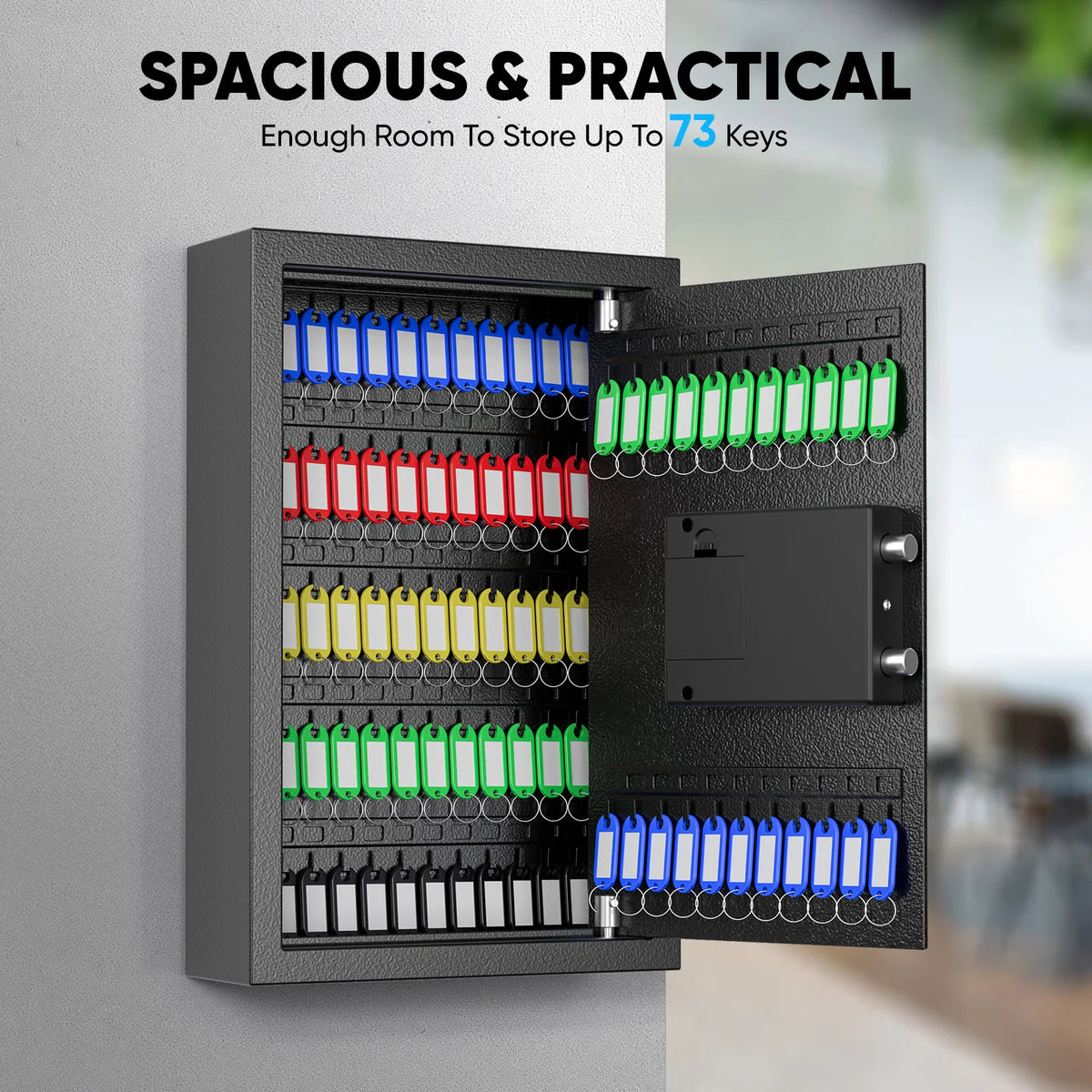 Combination Key Cabinet 75 Key Hooks Key Box Wall Mounted With Key/Code Lock Locking Key Organizer Key Cabinet Security Lock Box