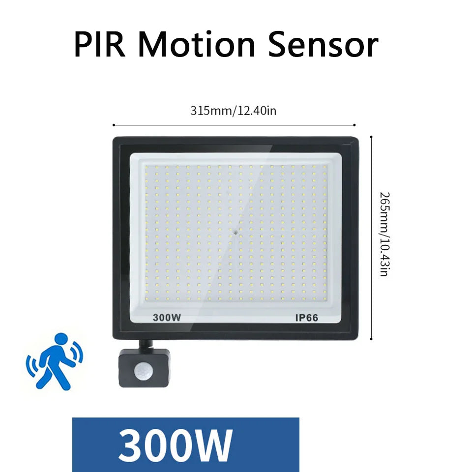 Proiector LED cu senzor de mișcare PIR, opțiuni de 10–300W