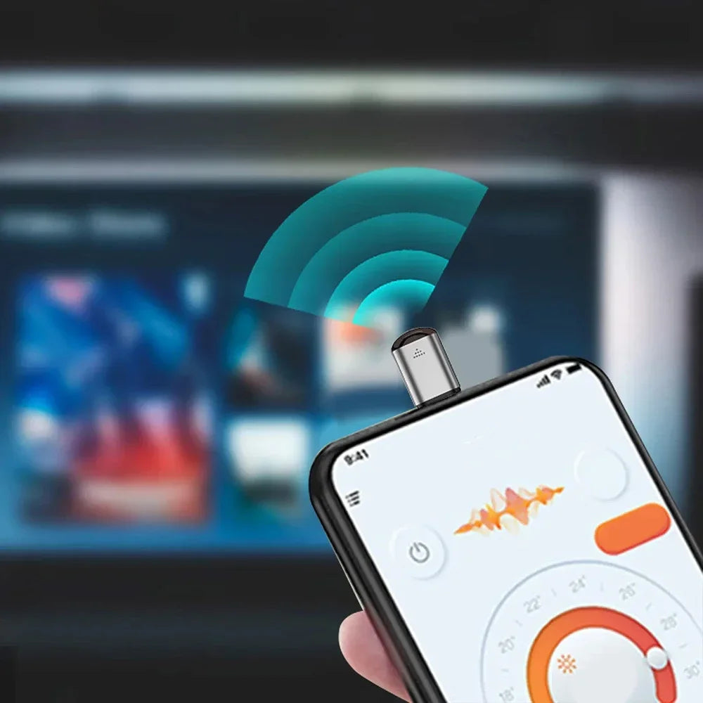 Type-C Smartphone Infrared Transmitter Adapter, Smart App Control for TV and Other Devices with Infrared Remote Functionality 