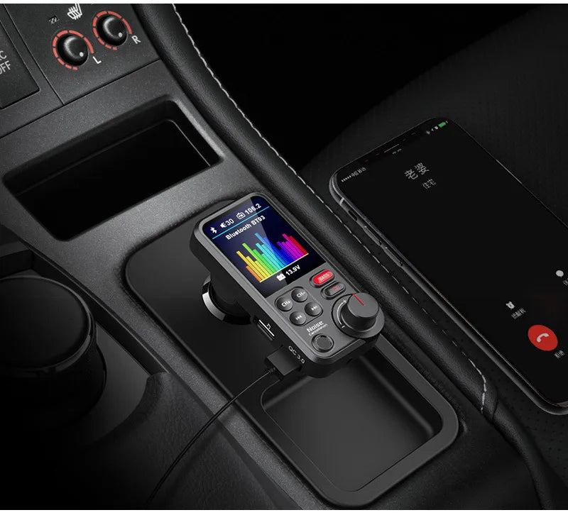 Bluetooth-yhteensopiva Auto langaton FM-lähetin radio-sovitin Nopea lataus Oikosekkaus Äänenlaatu Musiikki Auto MP3-soitin Aux QC3.0