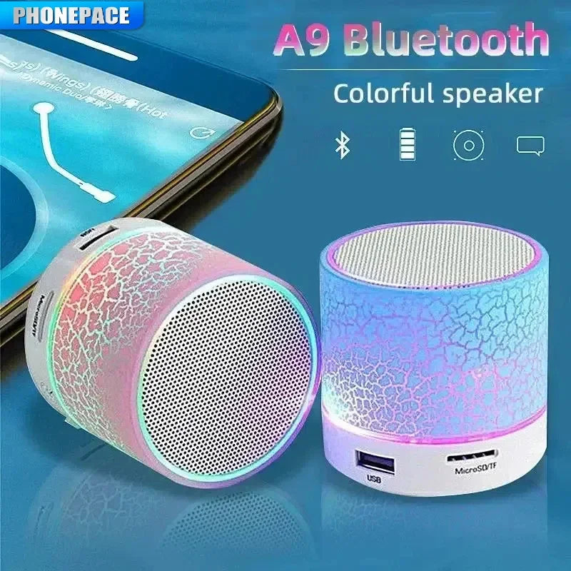 PHONEPACE A9 Bluetooth Speaker  Mini  Crack LED SD Card USB Subwoofer Portable MP3 Music Sound Column for PC Mobile Phone Etc. 