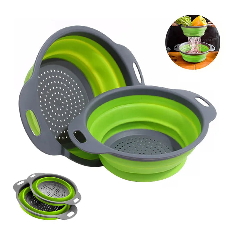 Silicone vegetable and fruit cleaning and drainage basket  cleaning basket Folding water filter net Kitchen Gadgets 