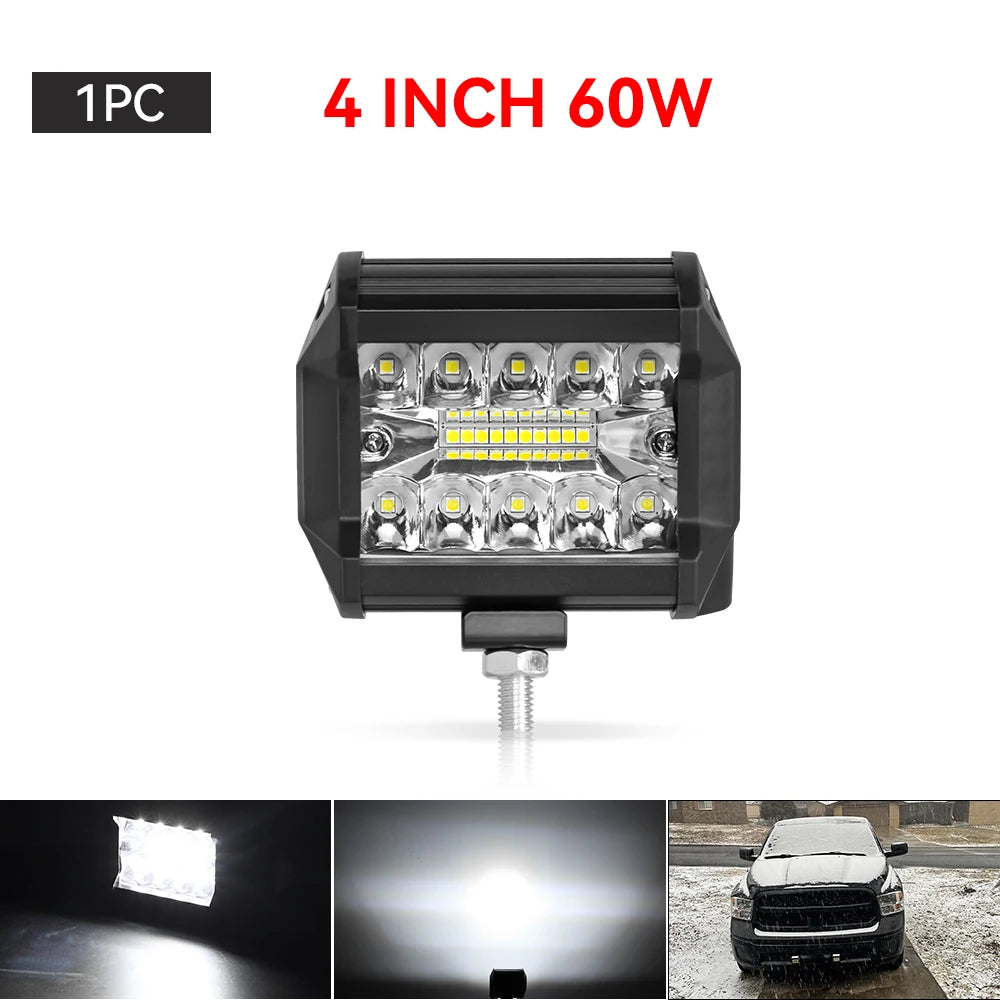 12V 24V LED Work Light Bar 4 Inch Square Offroad Light