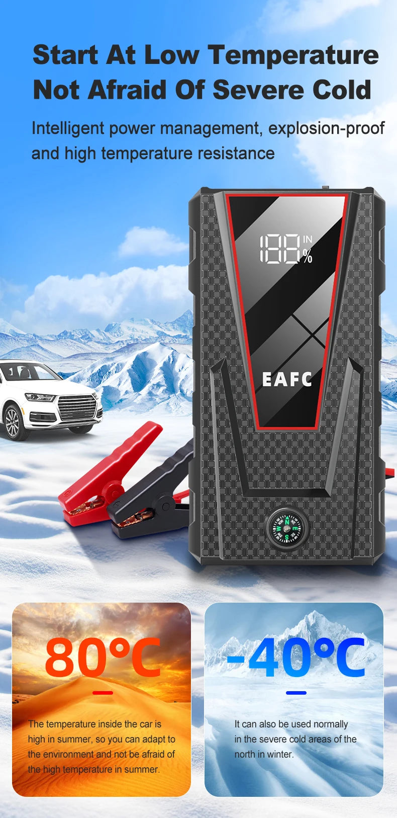 Prenosný štartér auta 1200A Power Banka