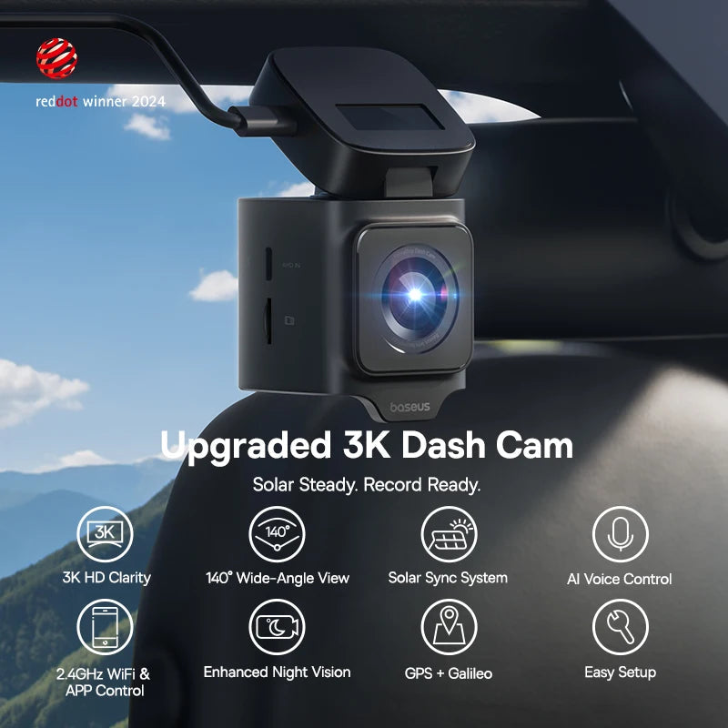 Baseus 3K Dash Cam VD1 Front and Rear Cam HD Built-in GPS Galileo Supercapacitor Car DVR Car Camera Recorder Support 24H Parking 