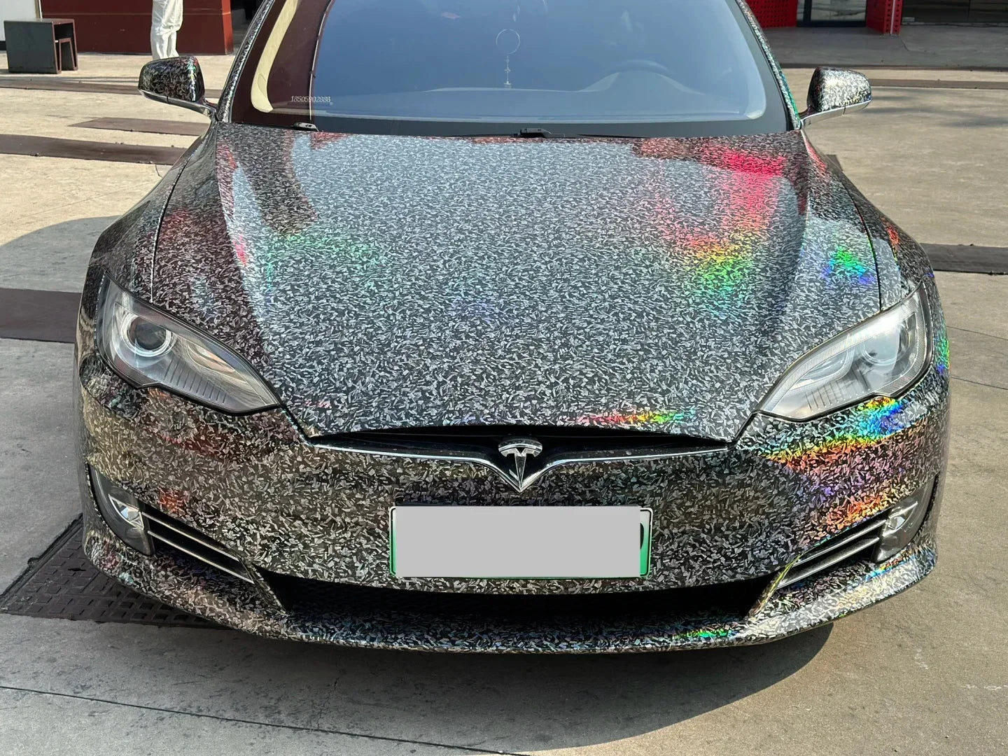 Vinil Autocolante de Fibra de Carbono Forjada a Laser Brilhante, Filme de Carbono Brilhante à Prova de Água para Decalque Automóvel