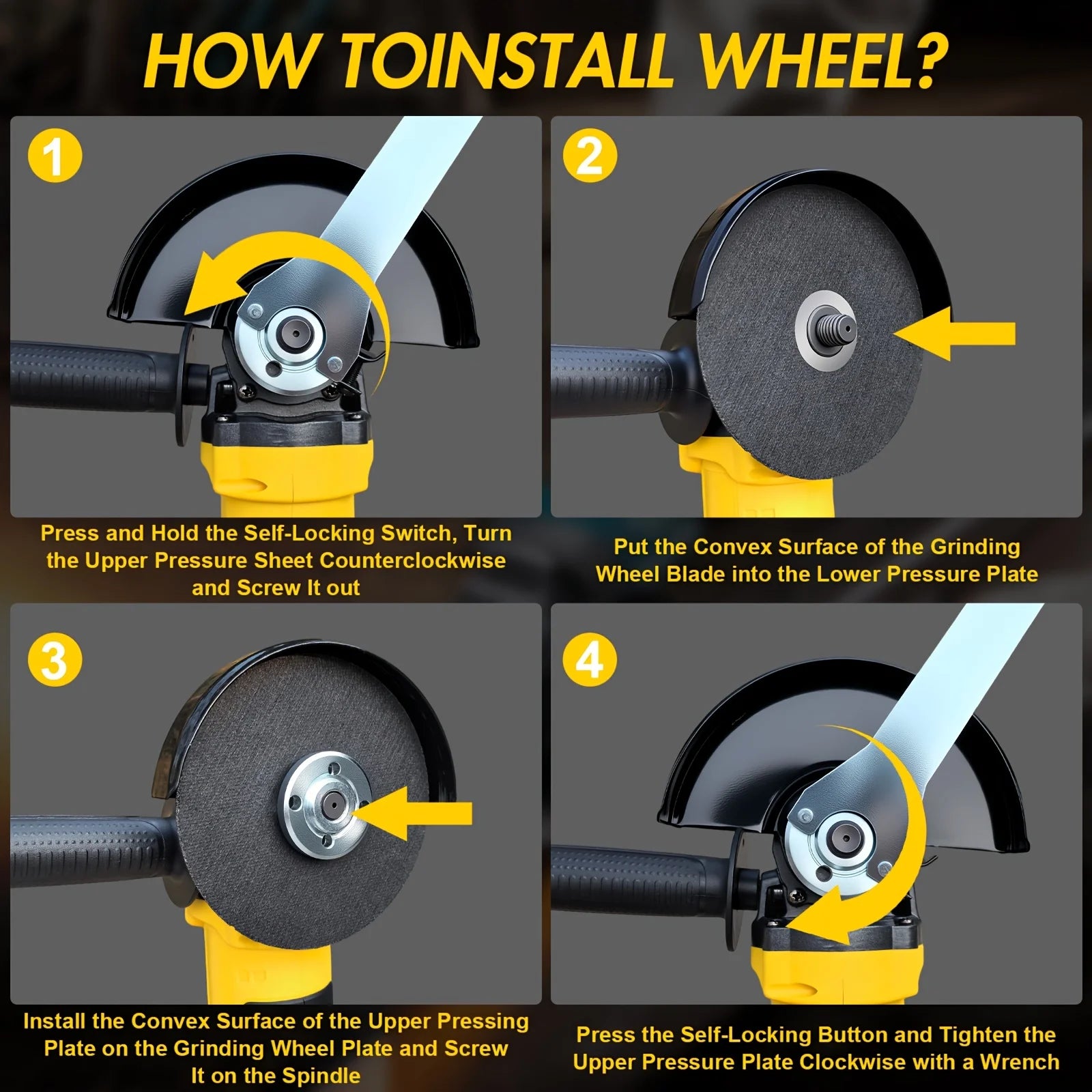 Cordless 5" Angle Grinder for Dewalt 20V Battery, 3 Speeds