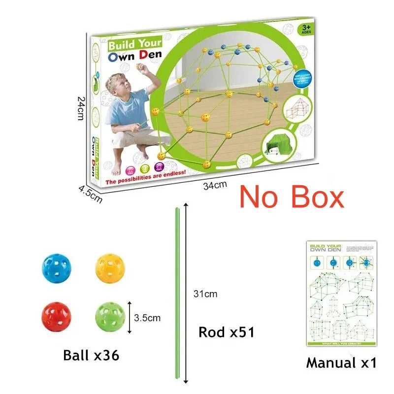 Kids Creative Fort Building Blocks Indoor Tent Brick Kit DIY Educational Building Castle Assembled Toys Ball Games Toy Gift 