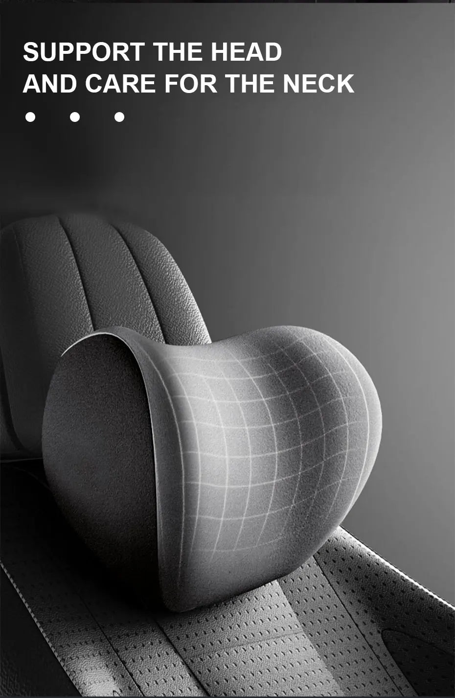 SEAMETAL Memory Foam Car Neck Pillow Lumbar Support Cushion Ergonomics Headrest Pillow Breathable Washable Cover Reduce Soreness