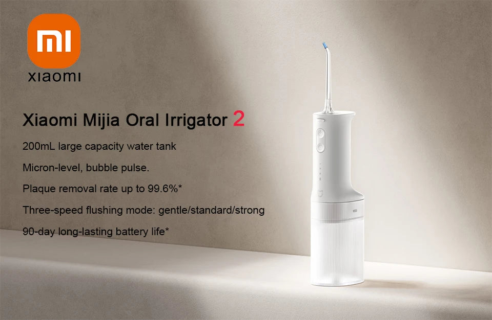 Prijenosni električni oralni irigator 200 ml, Type-C punjenje, 3 načina, 2 mlaznice