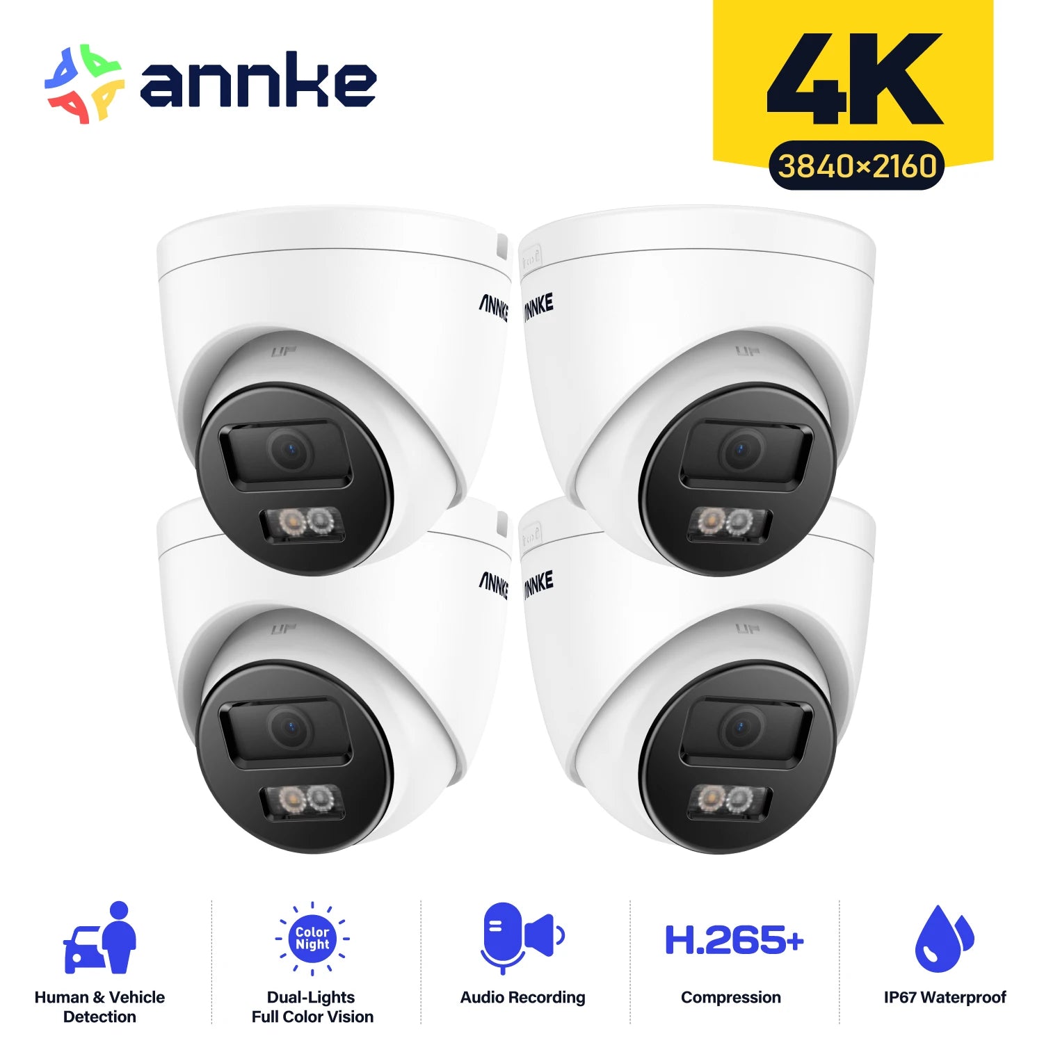 ANNKE 8MP 4K PoE Surveillance Camera with Human Detection