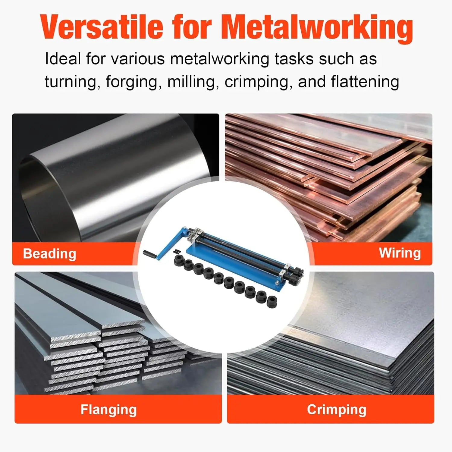18-Inch Sheet Metal Bead Roller with 6 Dies Manual Forming Machine