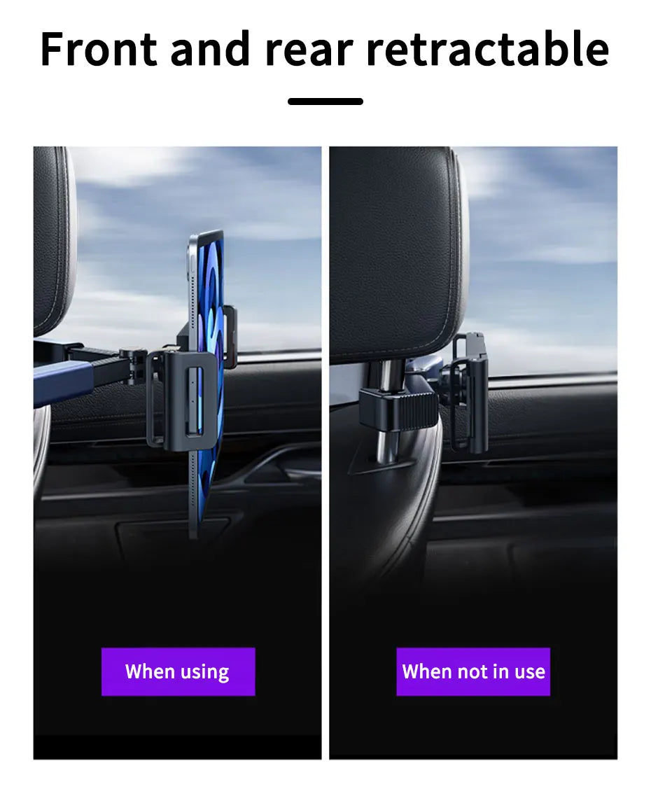 SEMAETAL Car Seat Back Phone Holder Rear Row Tablet Mount for iPad Telescopic Phone Support Bracket Universal for 4-12.9 Inch