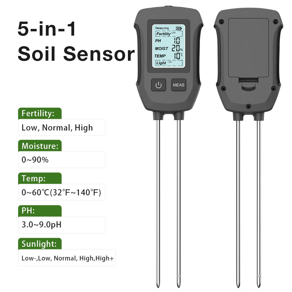 Digital Soil Tester - Three or Five Functions
